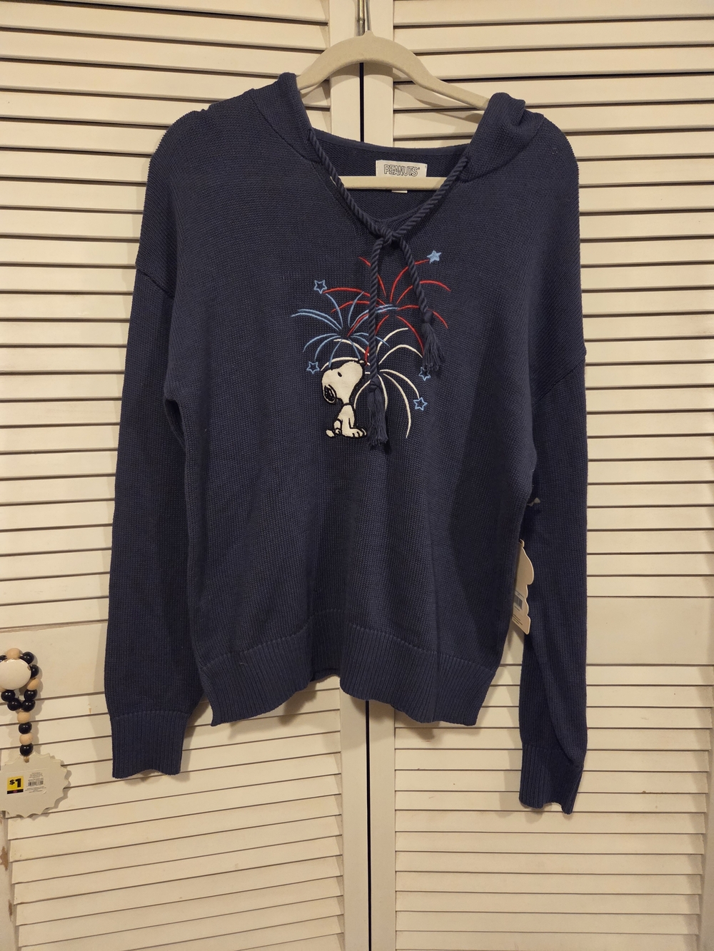 Peanuts Navy Snoopy Fireworks Hooded Sweater